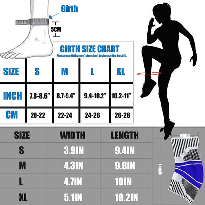Ankle Compression Sleeve Support Brace for Women &amp; Men Plantar Fasciitis Achilles Tendonitis Joint Heel Pain Relief (Blue/M)