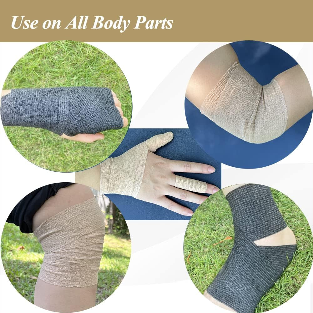Self Adhesive Bandage Wrap,1 Inch Black Cohesive Bandages, Vet Wrap |  5 Yards 16 Pack Elastic Flexible Tattoo Sports Tape Bulk for First Aid Supplies