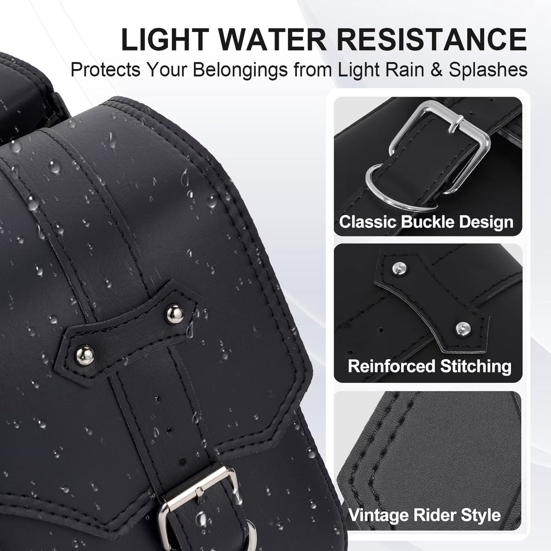 Leather Motorcycle Saddlebags Large Quick-Easy Universal Fit Throw over Saddle Bags Cruiser Biker Side Bags, Black, 1 Pair