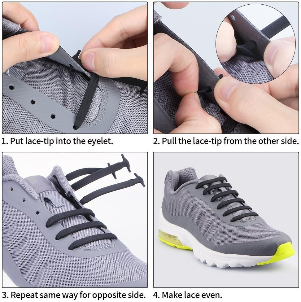 No Tie Shoelaces for Kids and Adults Stretch Silicone Elastic No Tie Shoe Laces