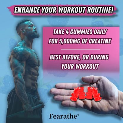 Creatine Monohydrate Gummies - Boost Energy, Build Muscle Mass, and Improve Athletic Performance, Supports Mood Health