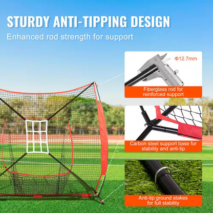 7 Ft. X 7 Ft. Baseball Practice Net, Portable Training Equipment for Hitting, Pitching, Catching with Carry Bag