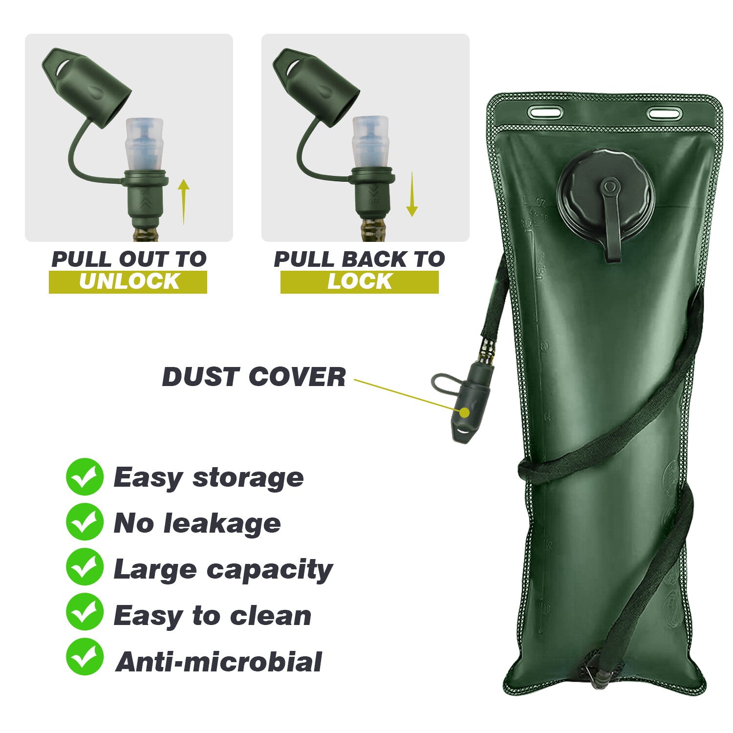 Cycling Hydration Bladder - 3L Leakproof Water Bag for Backpacks (BPA Free) USA