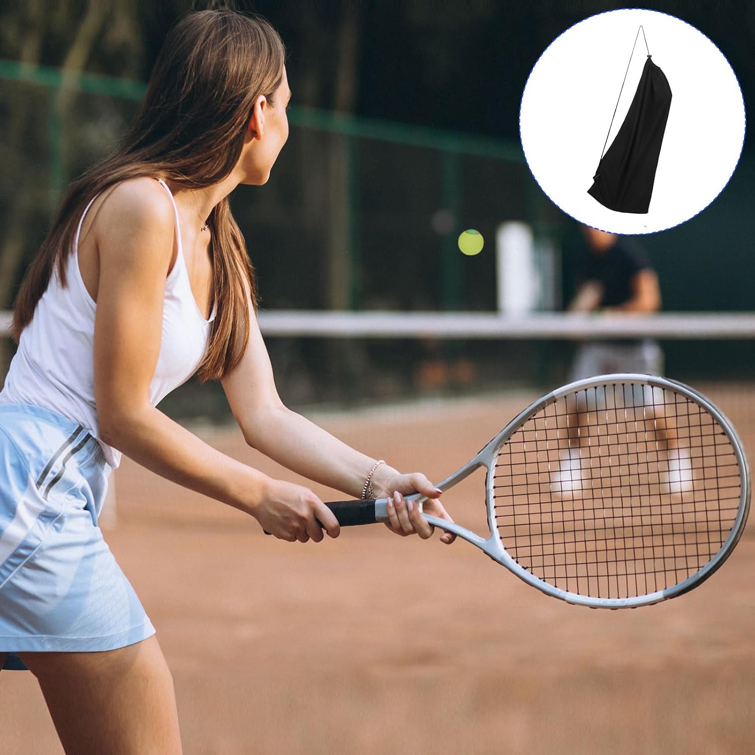 Tennis Racket Cover Bag - Velvet Pouch Tennis Racquet Bag, Single Shoulder, Apply to Tennis Sports (82 X 34 Cm, Black)