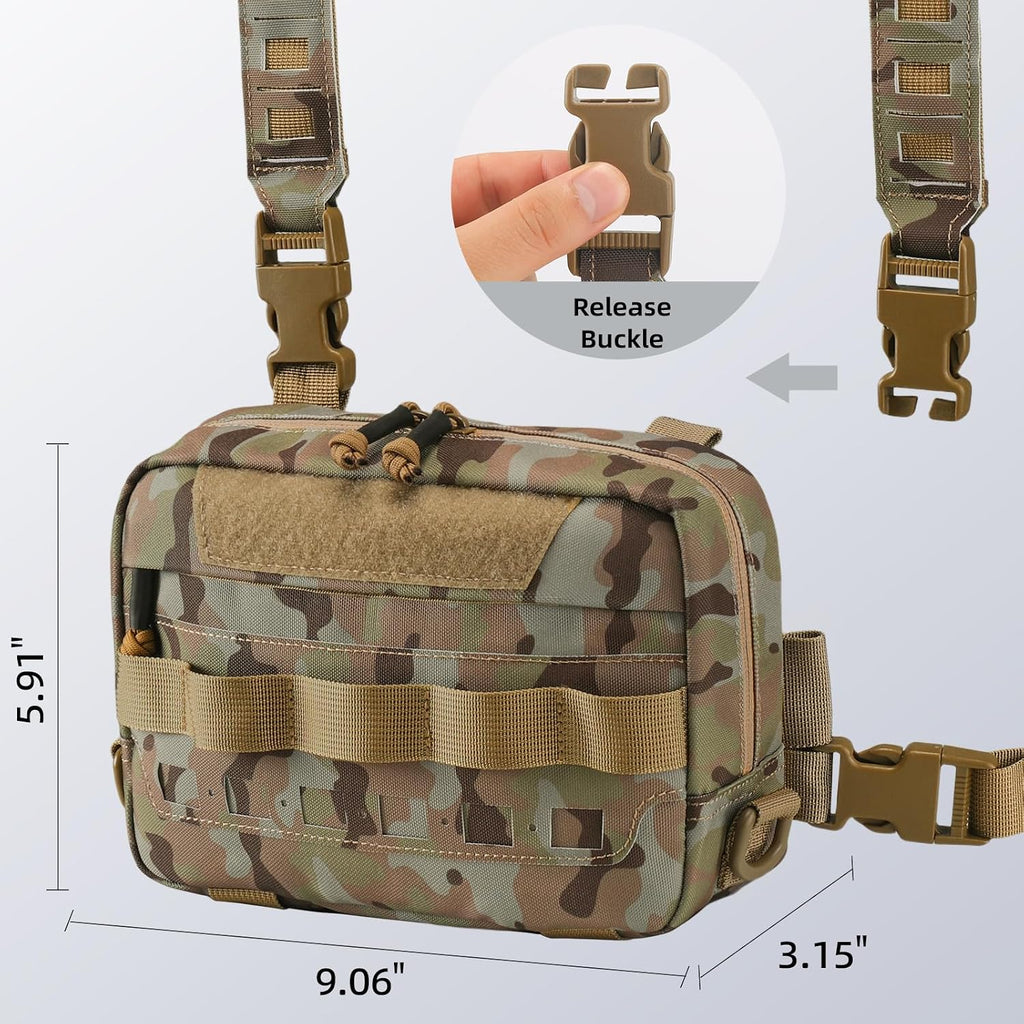 Outdoor Chest Bag for Men, Water-Resistant Fishing Chest Pack, Tactical Vest for Running, Cycling, Hiking