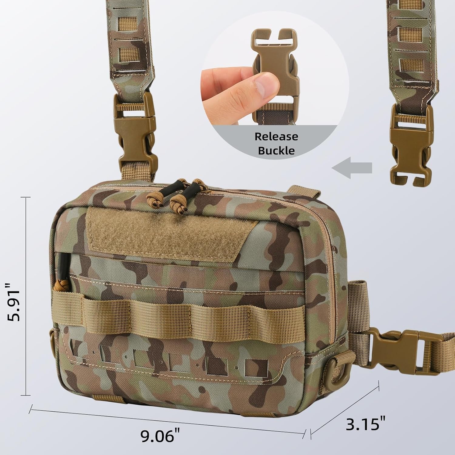 Outdoor Chest Bag for Men, Water-Resistant Fishing Chest Pack, Tactical Vest for Running, Cycling, Hiking