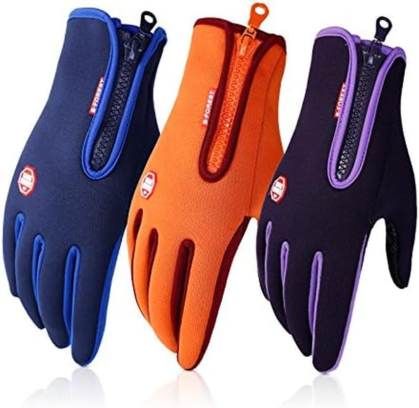 Winter Gloves Touch Screen Warm Gloves Cold Weather Windproof Cycling Driving Riding Bike Telefingers Thermal Gloves Non-Slip Silicone Gel Adjustable Full Finger Mittens