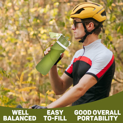 Collapsible Silicone Water Bottles-750Ml,Medical Grade,Bpa Free Travel Water Bottle Can Roll Up,26Oz,Leak Proof Foldable Sports &amp; Outdoor Water Bottles