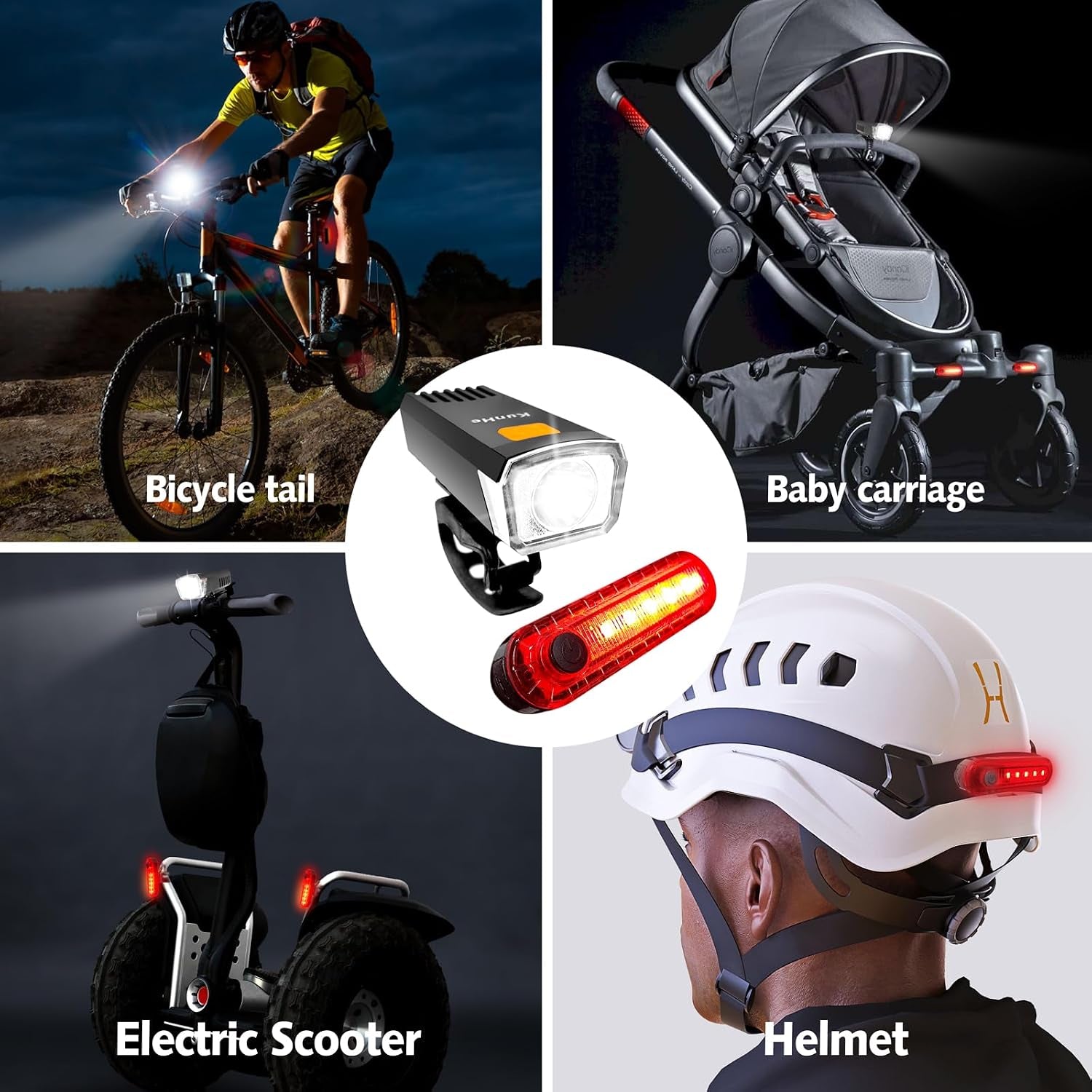 USB-C Rechargeable Bike Lights Front and Rear(2Or4Or10Or20 Packs) Night Riding for Kids &Adults 3 Lights Modes Used as a Safety Indicator Light for Skateboards Strollers and Wheelchairs