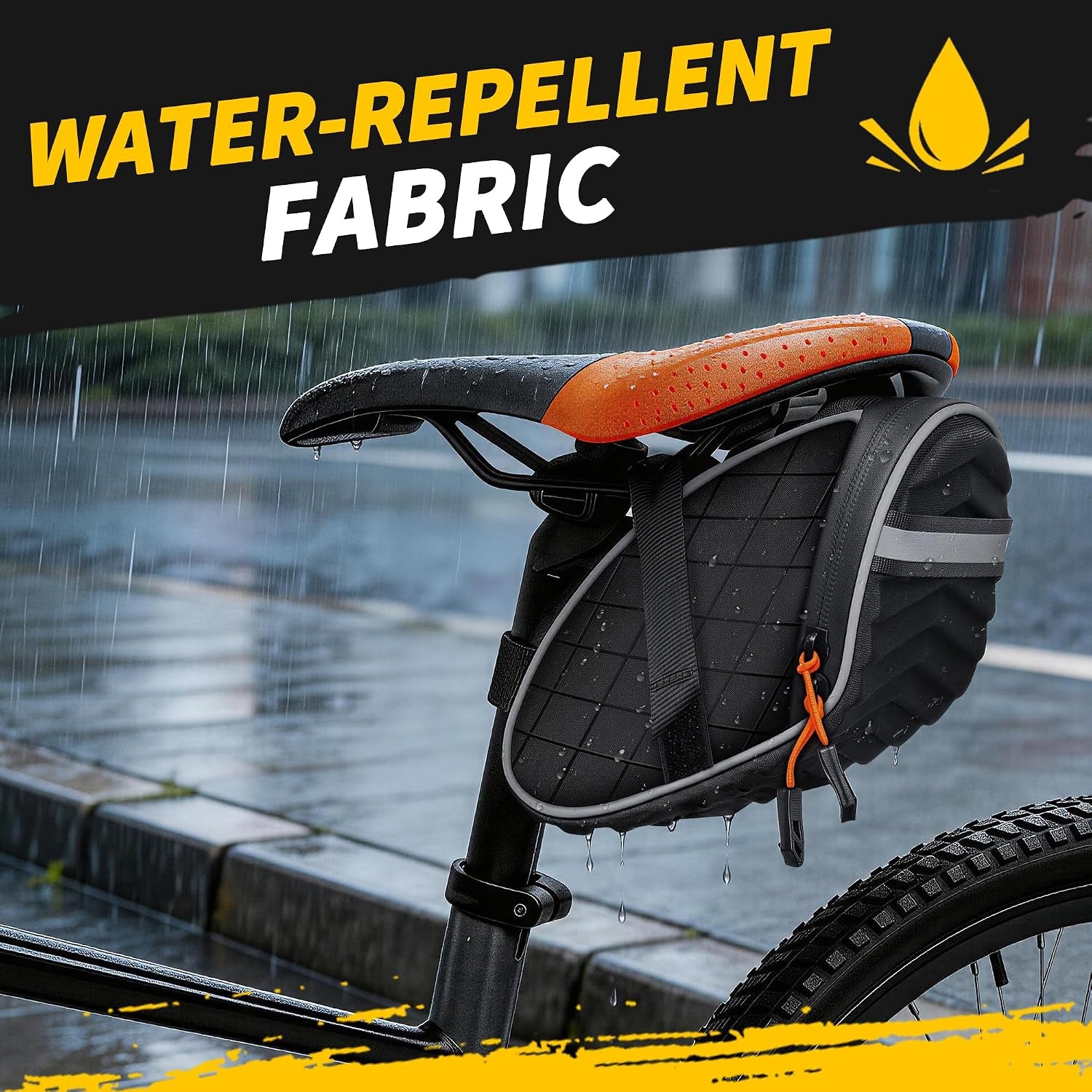 Bike Bag,Bicycle Saddle Bag,Under Seat 3D Shell Cycling Seat Bag for Mountain Road Bikes with Waterproof Zippers Black