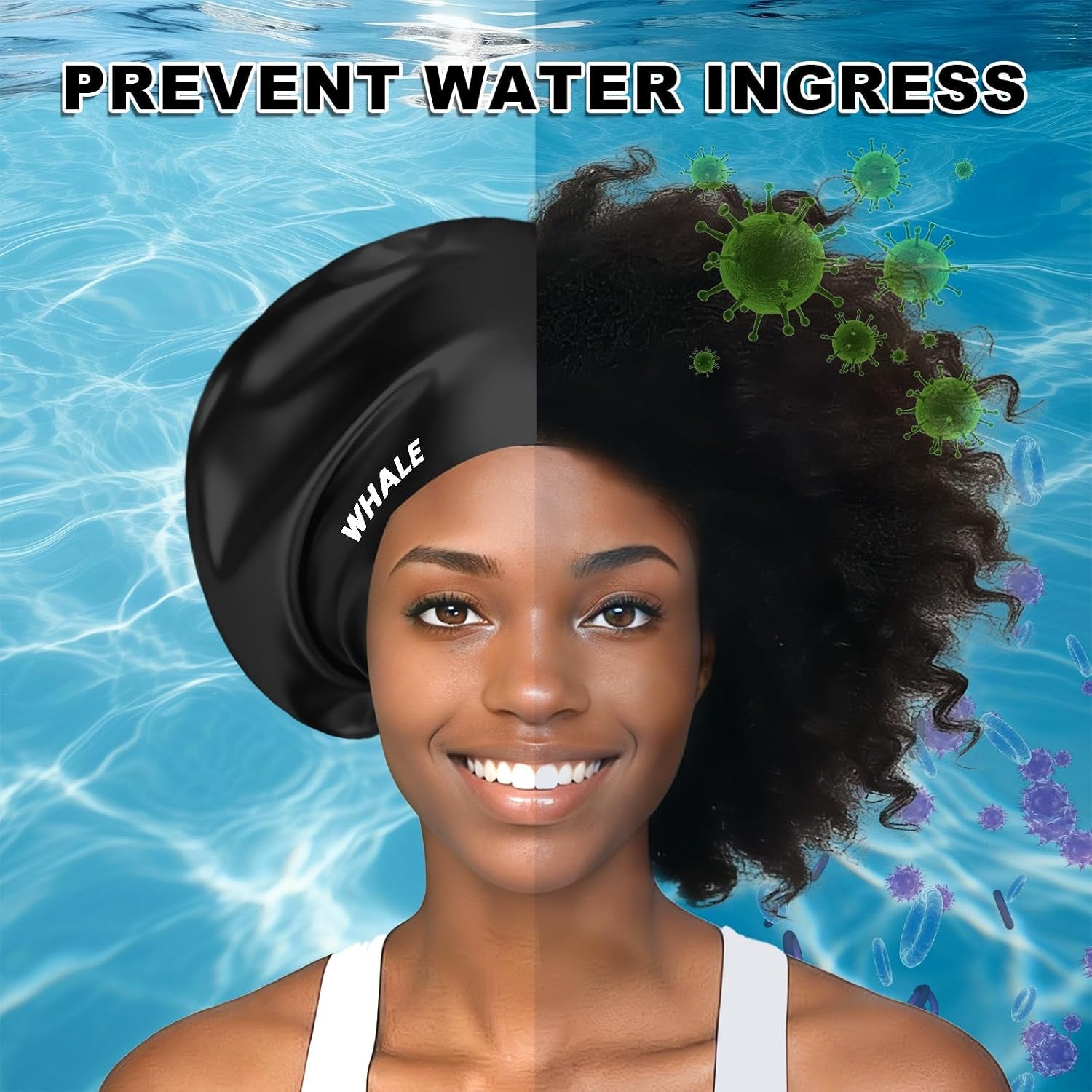 Large Swim Cap, Unisex, Designed Specifically for Long Hair, Made of Waterproof Silicone, Suitable for Long Hair, Thick Braids, and Dreadlocks