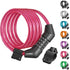 Bike Lock Cable, 4 Feet Combination Bicycle Cable Lock, Pink
