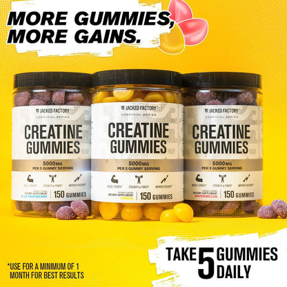 Creatine Monohydrate Gummies 5G Daily Dose (1G per Gummy) - Creatine Gummy for Men and Women, Vegan-Friendly, Travel-Friendly, Third-Party Tested - 150 Gummies, Watermelon