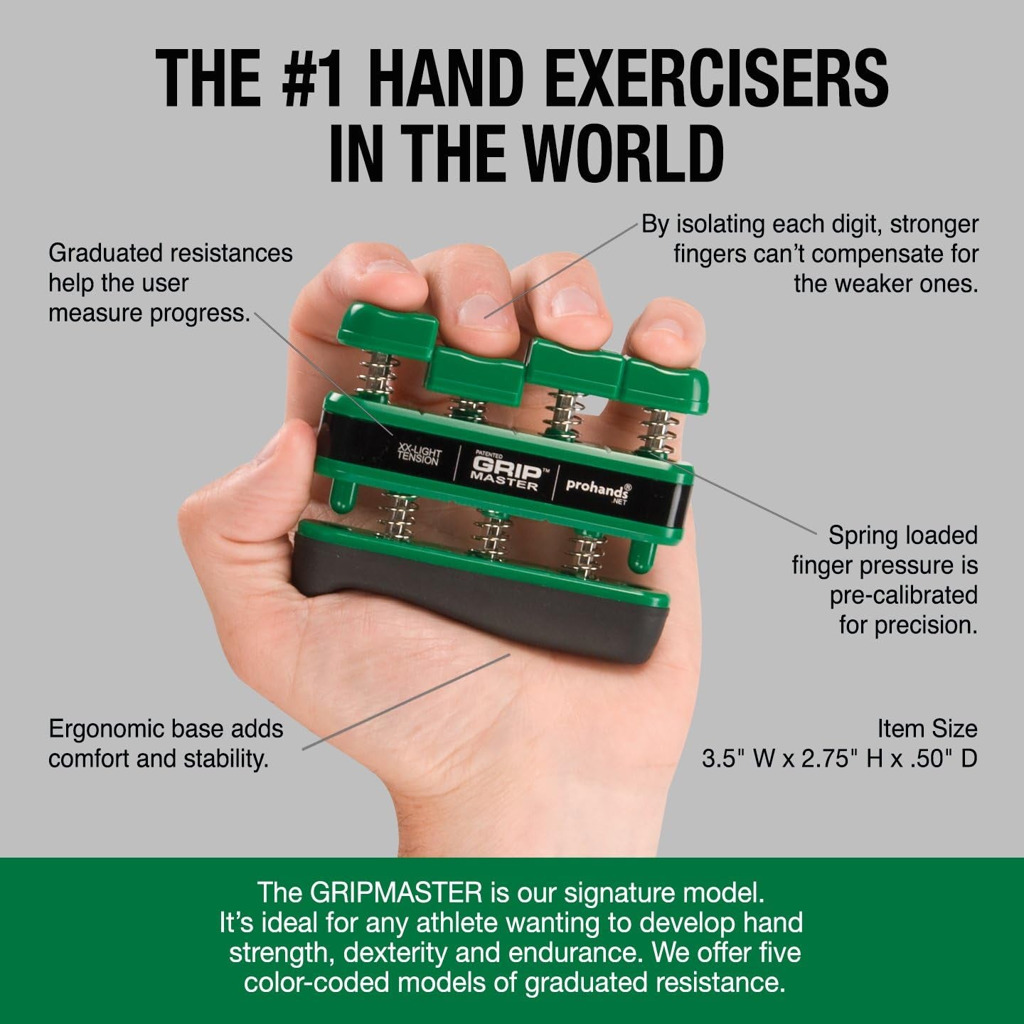 Gripmaster Hand Exerciser, Finger Exerciser (Hand Grip Strengthener), Spring-Loaded, Finger-Piston System, Isolate & Exercise Each Finger