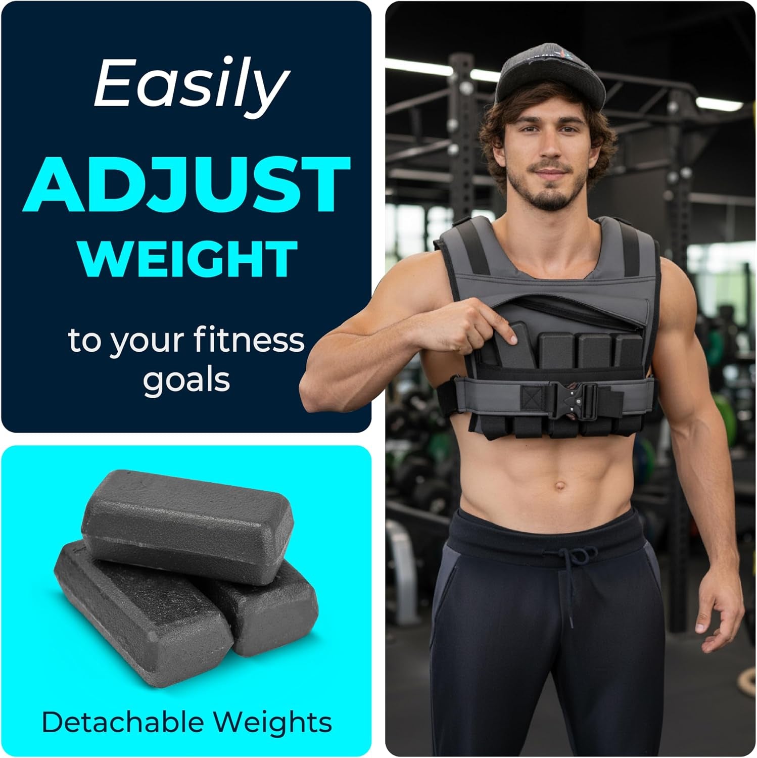 Weighted Vest Adjustable for Men and Women – Workout Weight Training Vest for Fitness, Running, Strength, Exercise & Cross Training