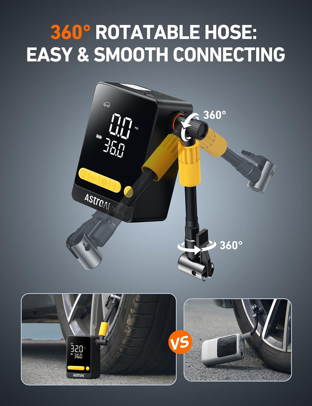 Bike Pump, 12S Fast Inflate Electric Bicycle Pump, 150PSI Tire Inflator Portable Air Compressor, Ball Pump with Tire Pressure Gauge & LED Light, L10 Mini Air Pump Suitable for Car Tires, Bikes