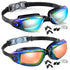 Swim Goggles, 2 Pack Anti-Fog No Leaking Anti-Uv Silicone Swimming Goggles for Teen Youth Adult Women Men