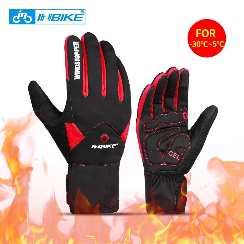 Touch Screen Cycling Gloves Winter Thermal Warm Windproof Full Finger Waterproof Bicycle Road Bike Gloves for Men Women