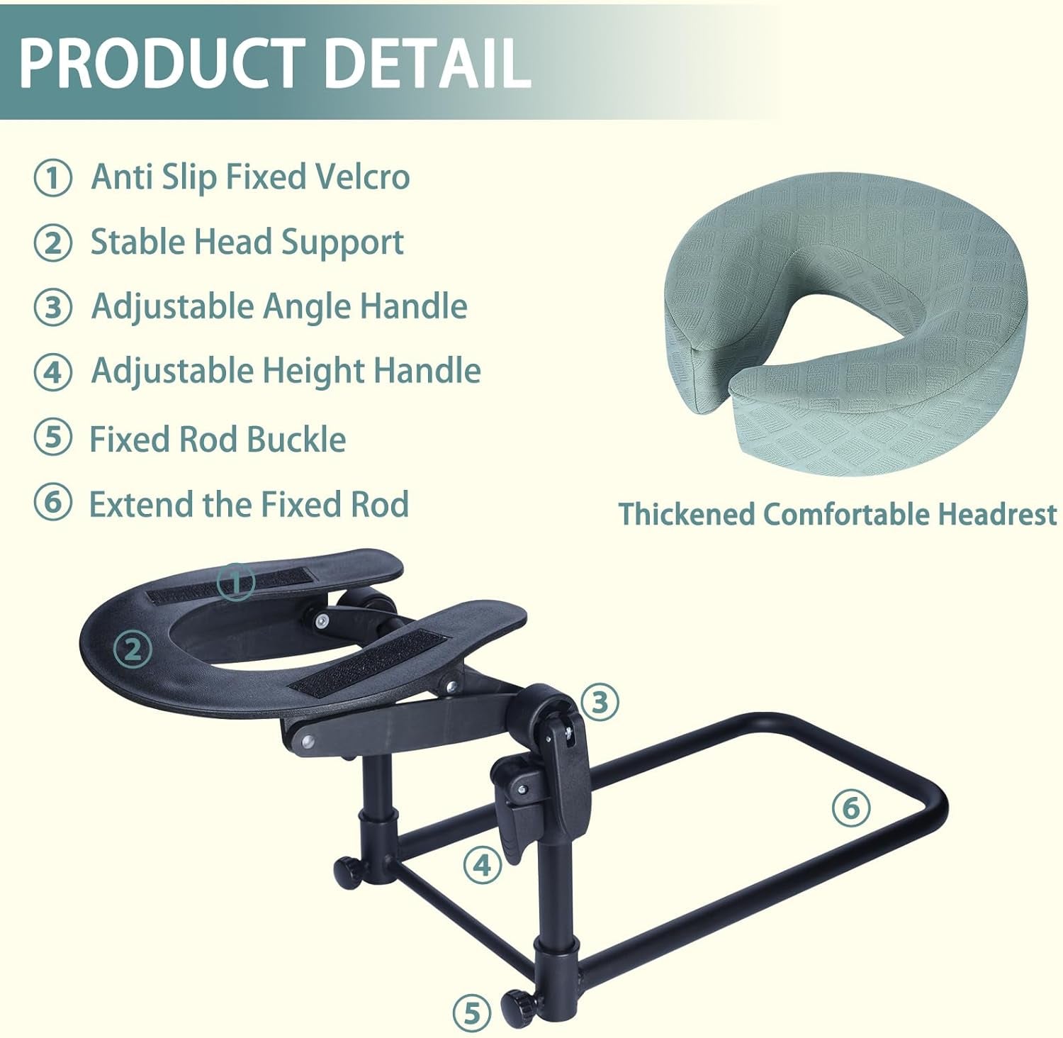Massage Headrest for Bed,Bedside Bed Massage Head Holder for Home Mattress | Adjustable 17" Height Head Holder & Face Cradle with Face down Pillow,Portable Massage Pillow for Spa Masseur Couple
