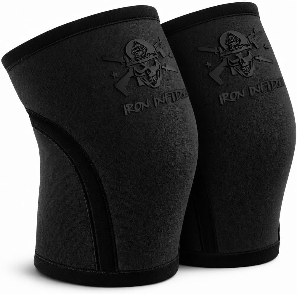 Knee Sleeves for Weightlifting & Powerlifting (7Mm Pair) for Men & Women - Knee Wraps for Weight Lifting, Squats, Fitness, Gym Workout, Crossfit - IPF Approved Knee Compression Sleeve Support