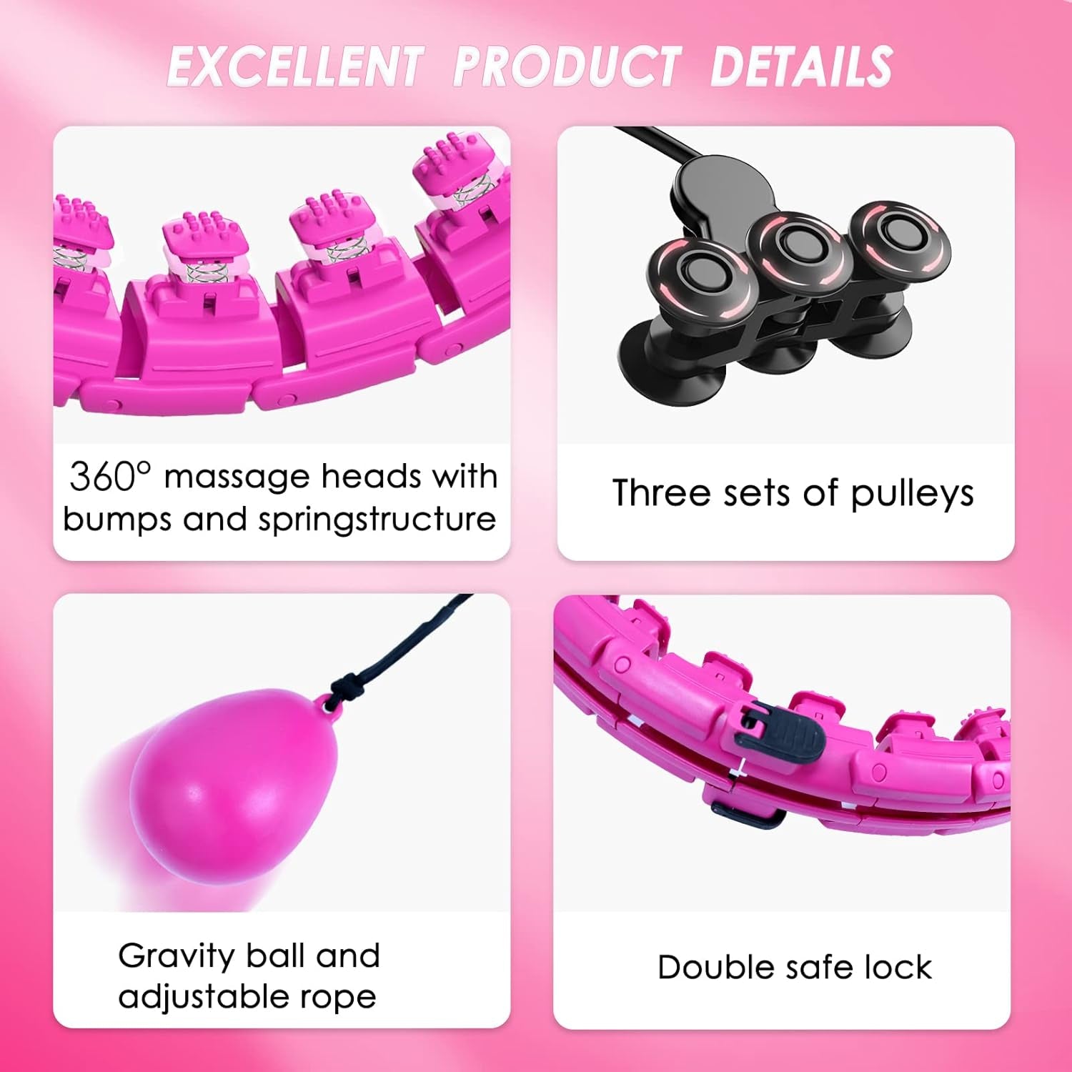 Weighted Fit Hoop, 2 in 1 Weight Loss 24 Detachable Knots Hoops Adjustable Auto-Spinning Ball Great for Resistance Training, Physical Therapy, Home Workouts