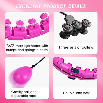 Weighted Fit Hoop, 2 in 1 Weight Loss 24 Detachable Knots Hoops Adjustable Auto-Spinning Ball Great for Resistance Training, Physical Therapy, Home Workouts