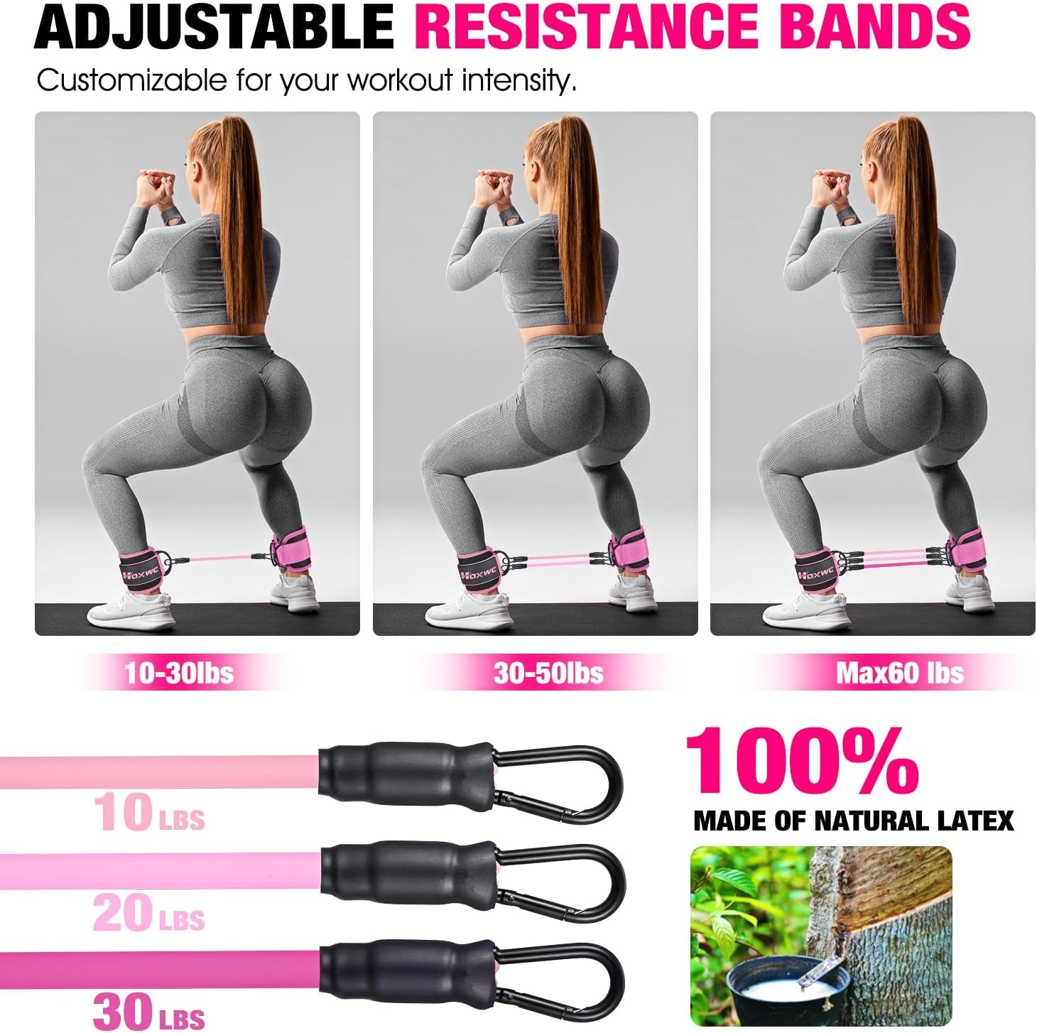 Ankle Resistance Bands with Cuffs, Ankle Bands for Working Out, Ankle Resistance