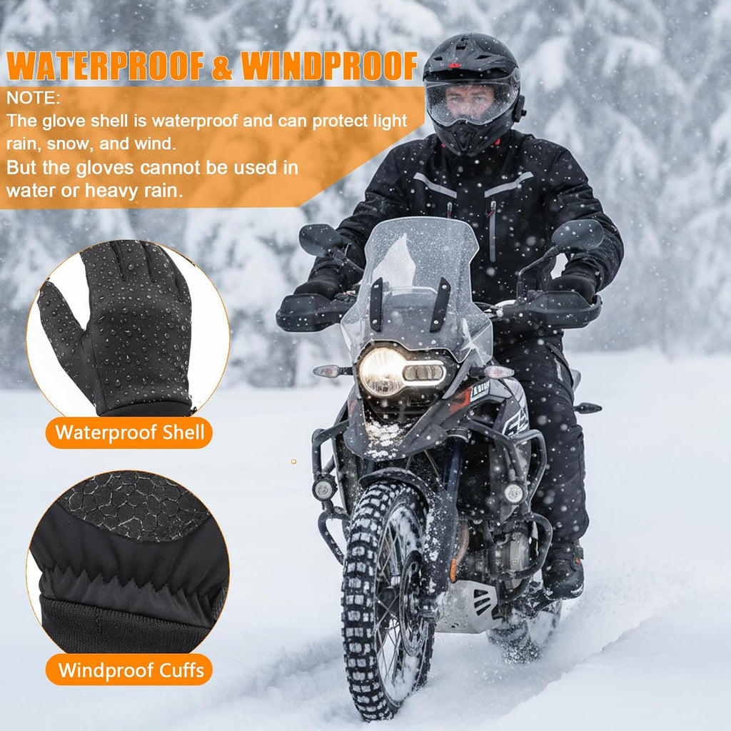 Winter Waterproof Snow Gloves for Men Women,Cold Weather Thermal Gloves | Touchscreen & Non-Slip Palm & Warm Fleece Lined for Running Cycling Driving Hiking
