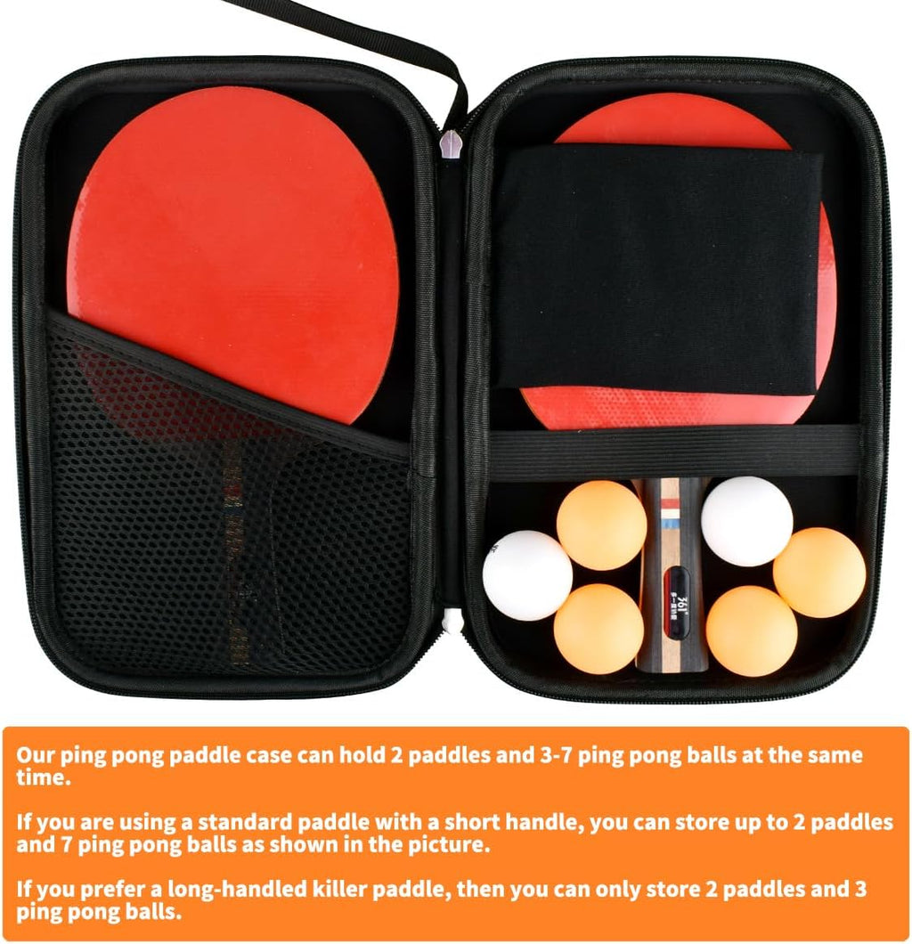 ® Ping Pong Paddles Case - Hard Shell Table Tennis Paddle Storage Bag for 2 Paddles & Multiple Balls - Anti-Drop, Anti-Wear - Great Gift for Table Tennis Lovers