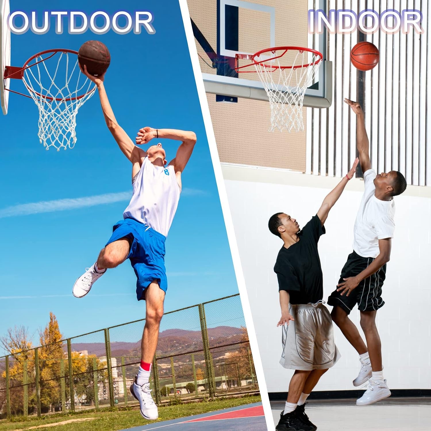 Basketball Net Outdoor,(7.16 Oz) 12 Loops Professional Heavy Duty Basketball Net Replacement,All Weather anti Whip, Suitable for Outdoor Standard 12 Loops Basketball Hoop