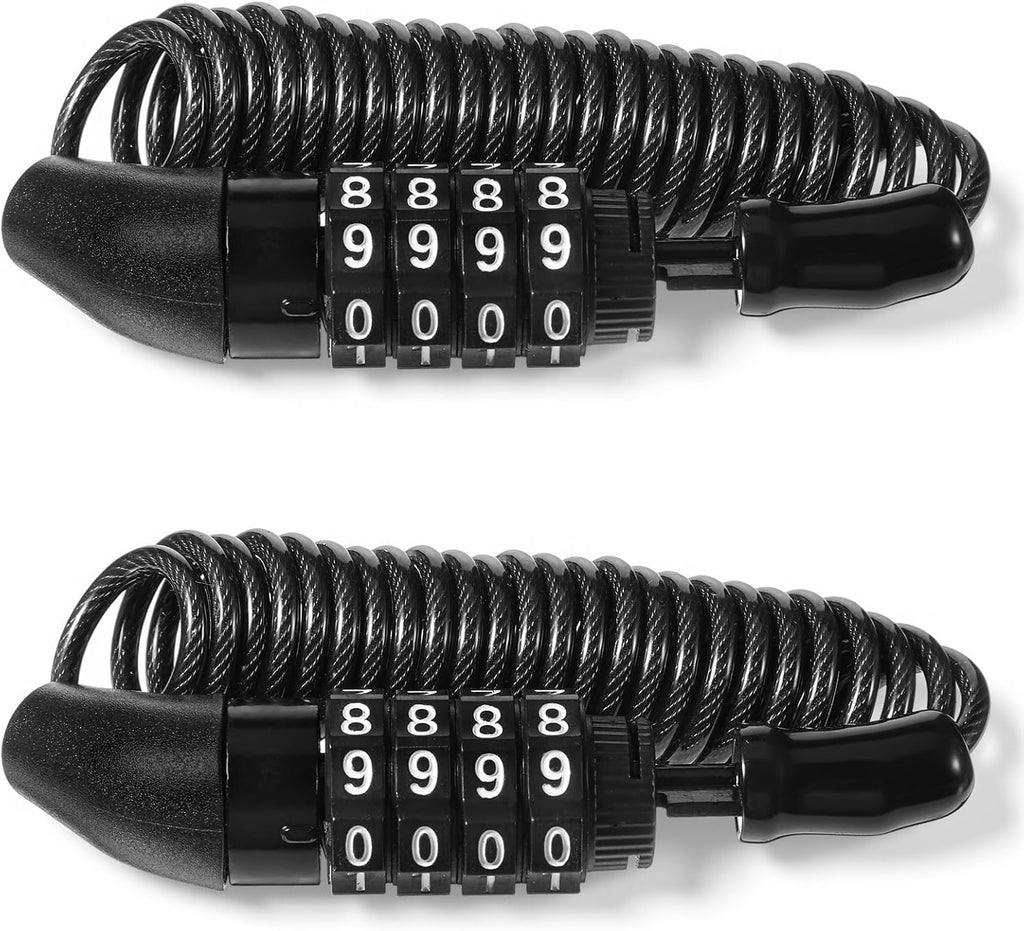 2 Pack Mini Retractable Cable Lock with Code, Small Snowboard Bike Lock with 4 Digit Combination, Travel Wire Padlock for Motorcycle Helmet Luggage Suitcase anti Theft Ski Backpack Outdoor
