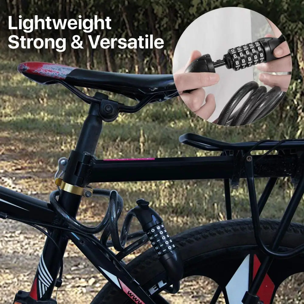 DOMEN Bicycle Heavy Duty Lock Anti-Theft 5 Digit Password Lock Bike Portable Security Steel Chain Lock Motorcycle Ring Lock