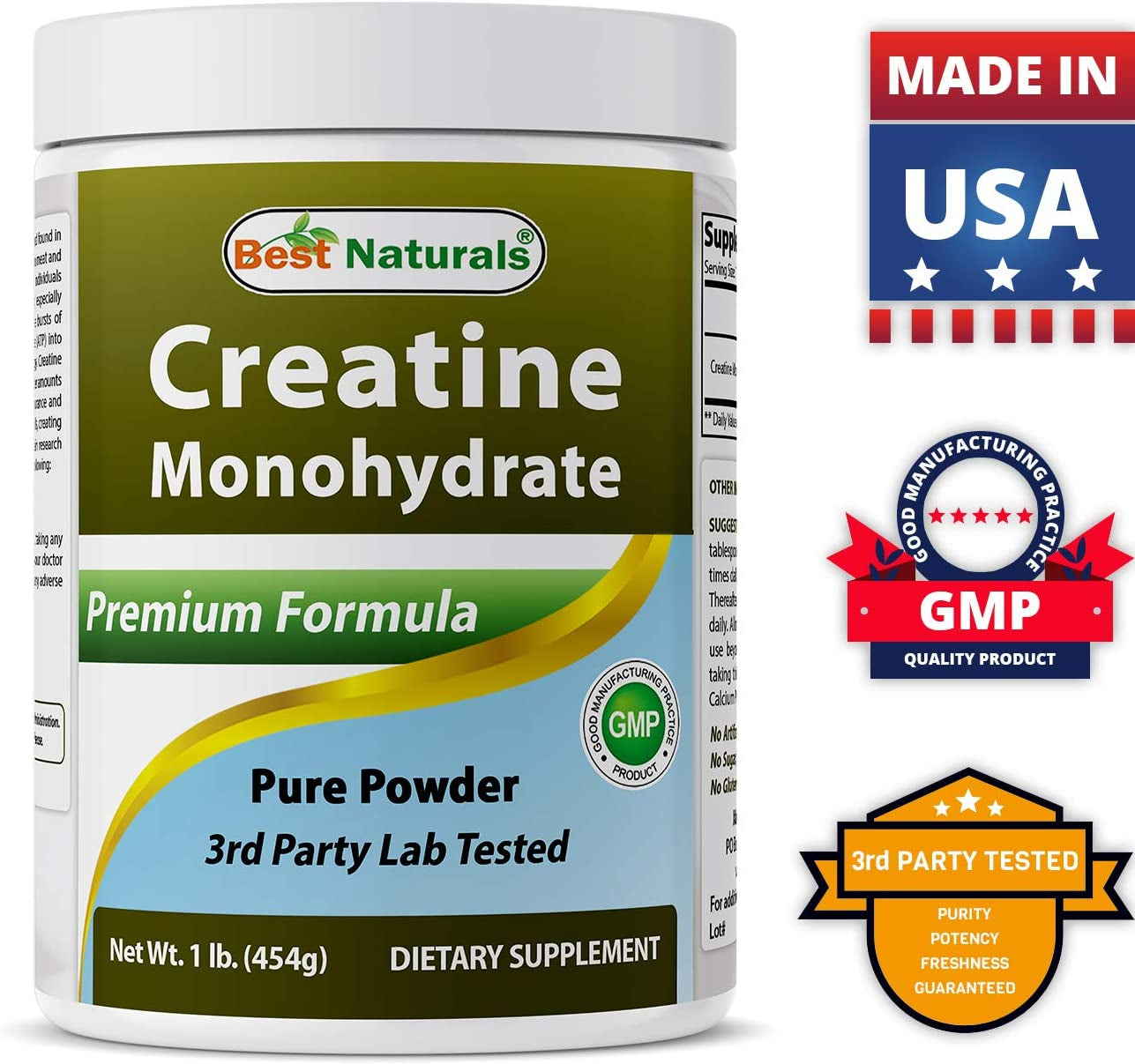 Creatine Monohydrate 1 Lb Pure Powder (1 LB (Pack of 2))