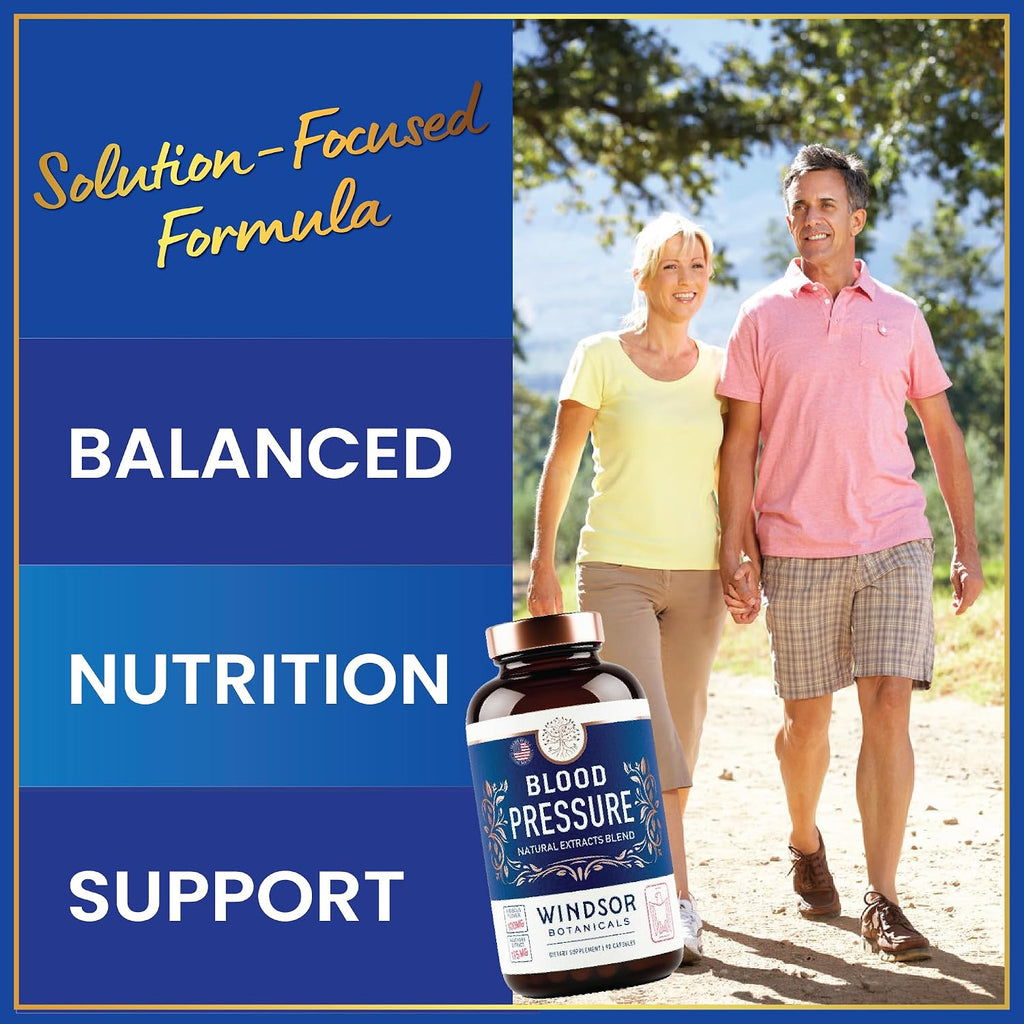 Blood Pressure Support Supplement - Green Tea, Hibiscus, Hawthorn, Garlic - Blood Pressure Vitamin, Mineral and Activated Naturals - 3 Month Supply, 90 Capsules