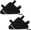 2 Pieces Bike Triangle Bag, Bicycle Front Frame Triangle Bag (Black) | Waterproof Nylon Cycling Triangle Storage Bag with Double-Sided Reflective Decoration, for MTB Road Bike