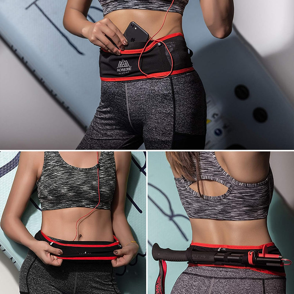 Hydration Belt Running Fanny Pack, with 250Ml Soft Water Bottle Flask Phone Holder for Trailing Running Climbing Jogging Cycling Workout Fitness 3 Colors (Black, S/M)