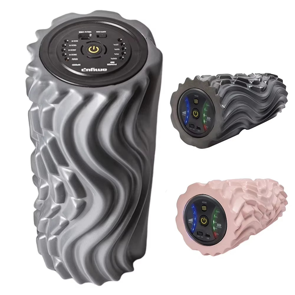 Foam Shaft Electric Foam Roller Yoga Home Gym Vibration Massage 4 or 5 Speeds Column Muscle Relax Deep Tissue USB Rechargeable