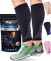 Calf Compression Sleeves for Men and Women - (1 Pair) Footless Compression Socks Support for Varicose Veins, Nursing, Pregnancy, Running -  Leg Sleeve Brace for Shin Splints, Pain Relief and Reduces Swelling (Black, Medium)
