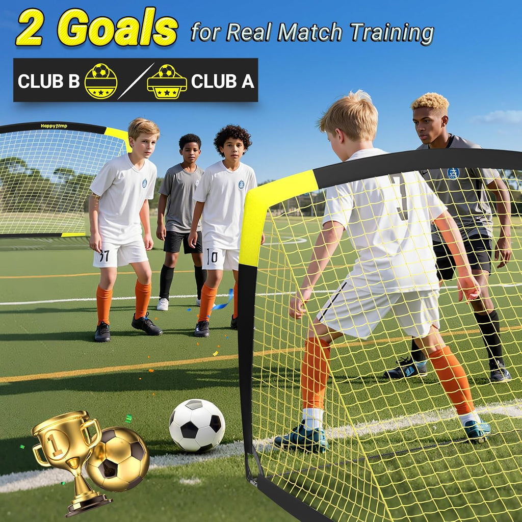 Portable Soccer Goal 7X5 & 5X3.6 FT, Large-Frame Training Net | Great for Kids Ages 6-14 Skill Development, Ideal for Backyard Park School Beach Indoor Outdoor, Easy Fold Durable Dacron Net