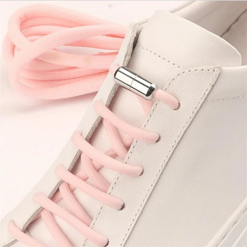 New Version Elastic No Tie Shoelaces Metal Lock Shoe Laces for Kids Adult Sneakers Quick Shoelaces Semicircle Shoestrings