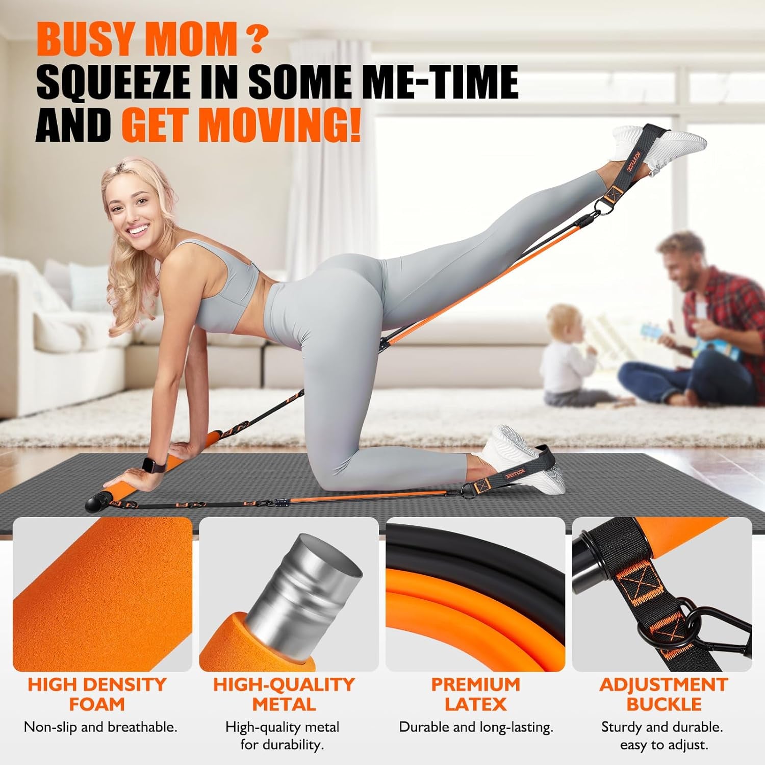 Pilates Bar Kit with Resistance Bands, Pilates Equipment, Multifunctional Pilates Bar for Women &amp; Men, Pilates Kit for Hip, Back, Arm, Full-Body Workouts, Home Gym Strength Training Equipment