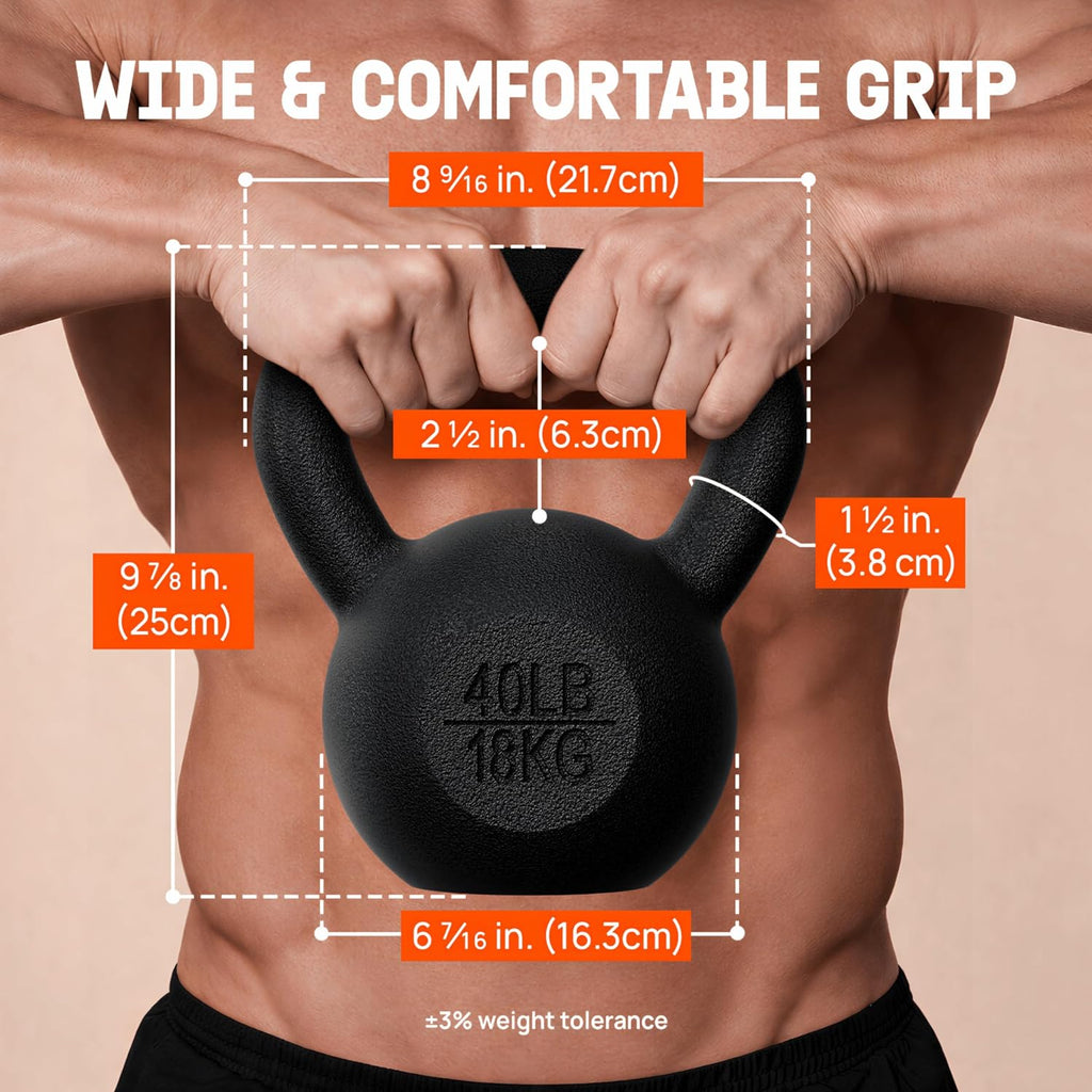 Cast Iron Kettlebell, Strength Training Kettlebells 5-80 Lb (5,10,15,20,25,30,35,40,45,50,60,70,80 Lb) for Full Body Workout, Push Up, Strength Training - Single & Kettlebell Set of 2 for Men