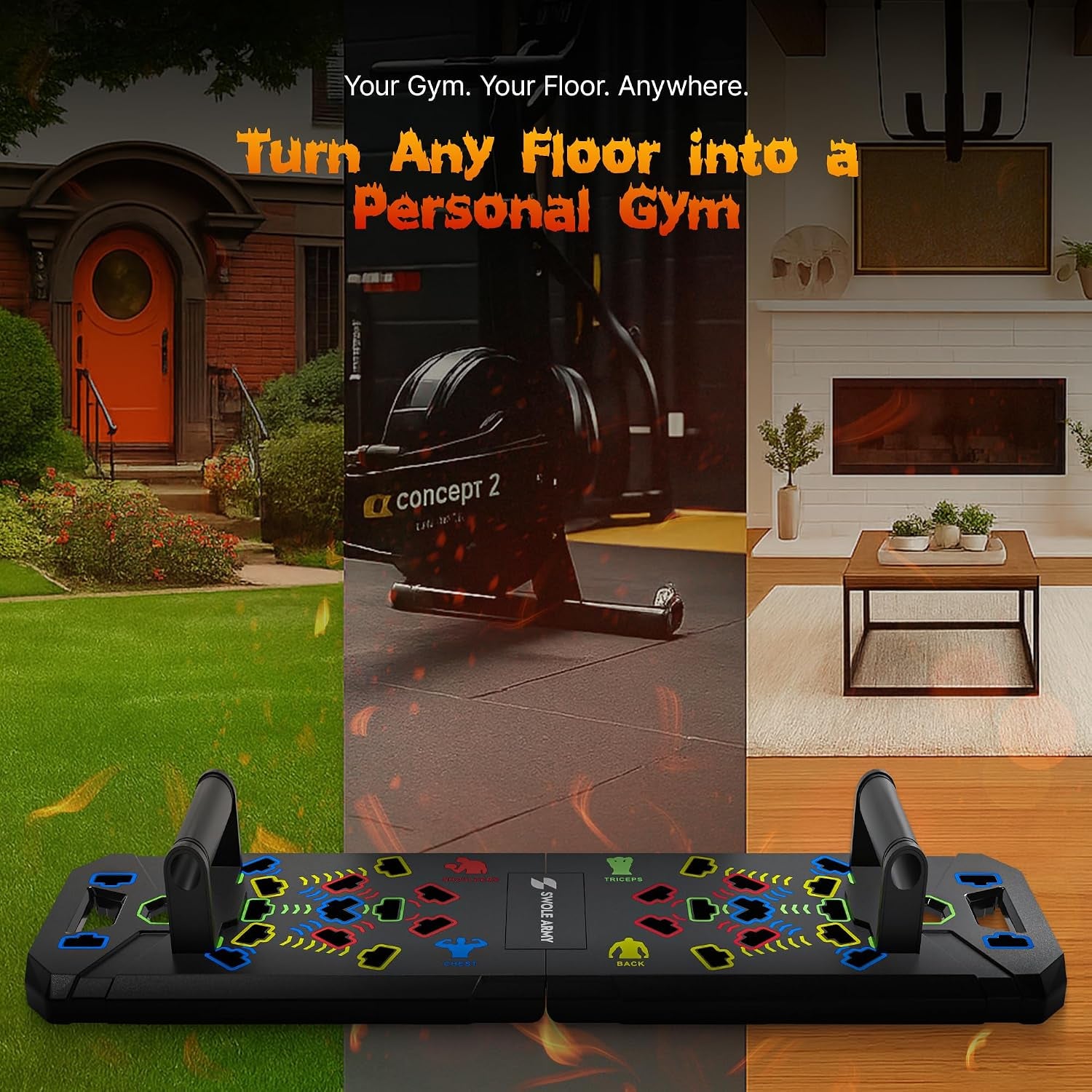 Solid Push up Board | 20-In-1 Home Gym | Portable Workout Equipment | Multi-Functional Pushup Board for Men & Women | Professional Foldable Push up Stands for Chest Muscles