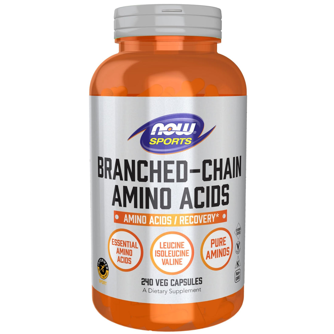 NOW Sports BCAA 240 Count Amino Acids for Muscle Recovery and Healthy Aging