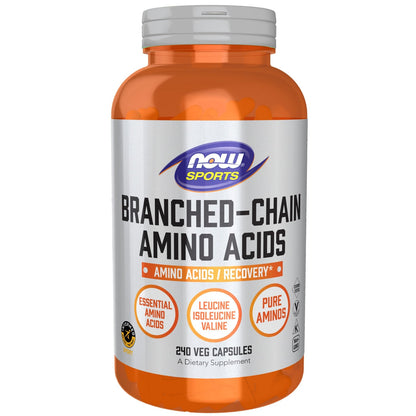 NOW Sports BCAA 240 Count Amino Acids for Muscle Recovery and Healthy Aging