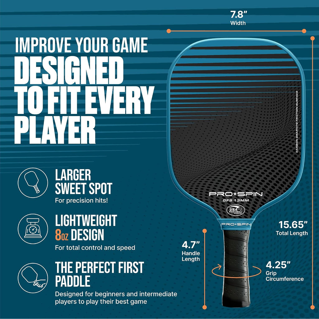 Carbon Fiber Pickleball Paddles Set of 2 | Lightweight Pickleball Set with Indoor/Outdoor Balls and Bag – Durable Pickle Ball Paddle Gift for Men, Women & Families