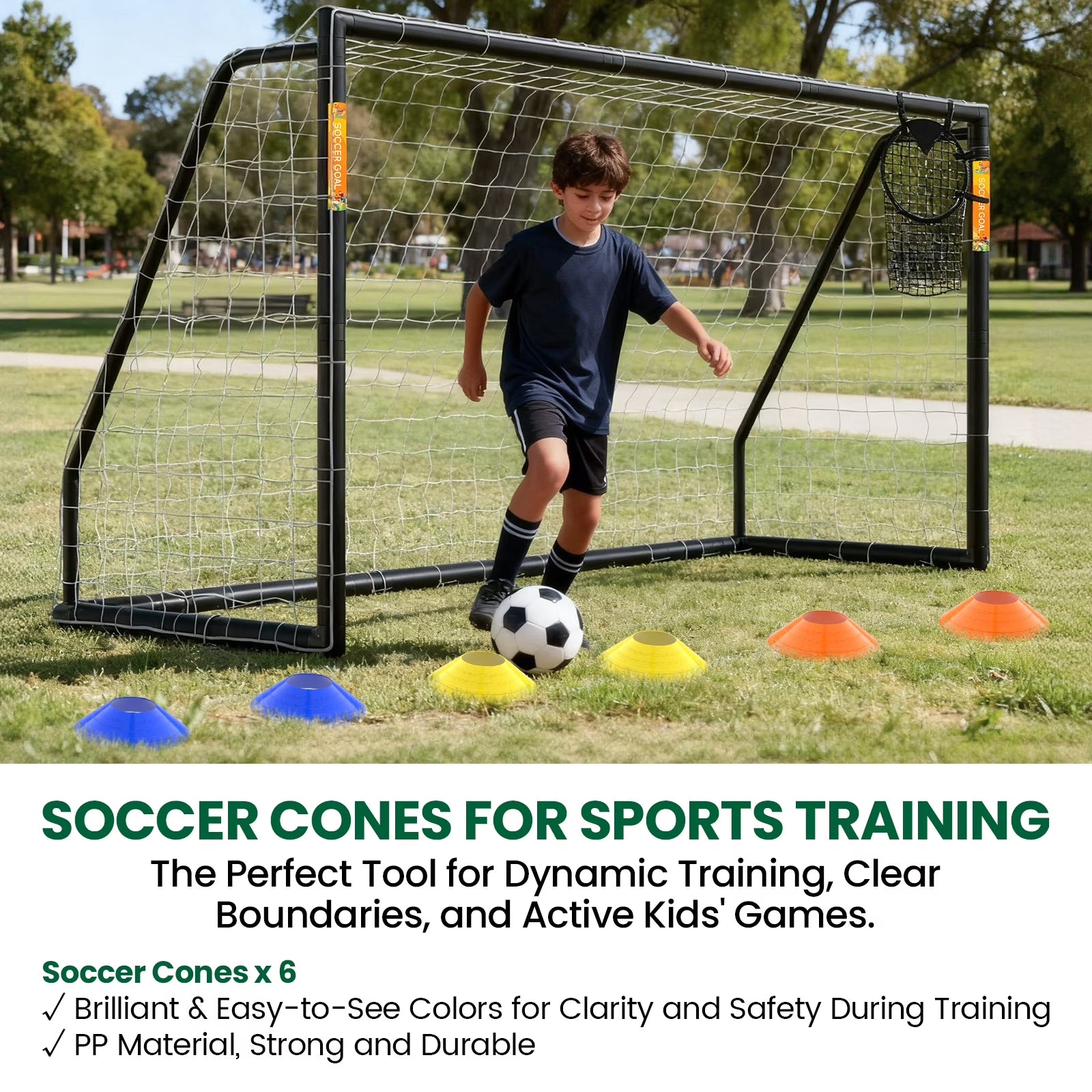 PVC Soccer Goals for Backyard,12"X6" Black Foldable Competition Practice Training Goals,Portable Soccer Training Equipment,Moveable Weatherproof Outdoor Patio for Adults Youth