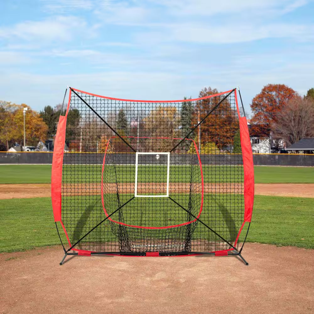 7 X 7 Ft. Baseball Softball Practice Net, Portable Baseball Training Net for Hitting Batting Catching Pitching