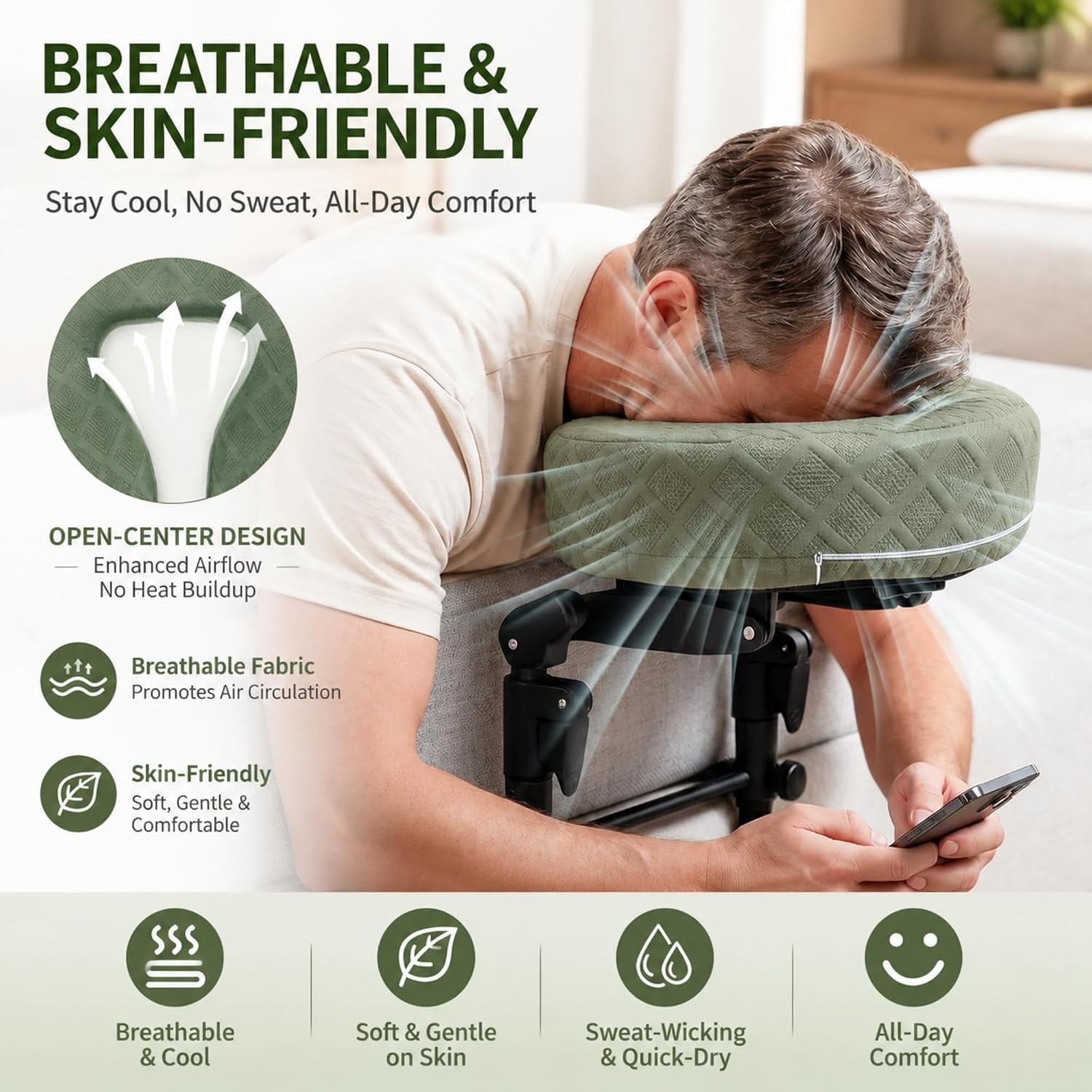 Massage Headrest for Bed,Adjustable Massage Head Holder,Home Massage Kit