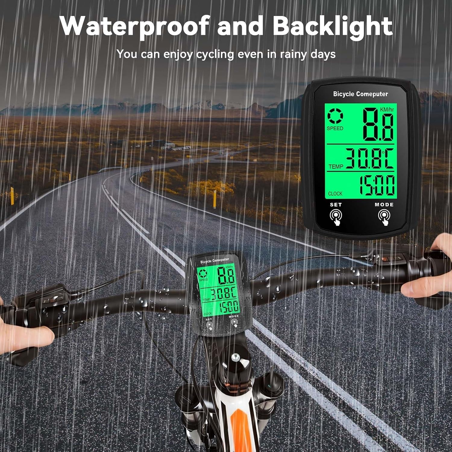 Bike Computer Wired, Bicycle Odometer Wired MPH KM/H Bike Speedometer Waterproof Bike Odometer with Touch Sensor Switch, Big Digital LCD Screen, Automatic Wake-Up